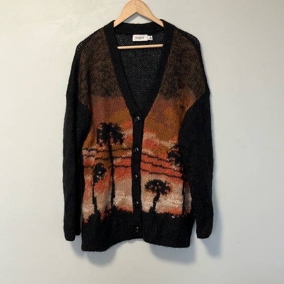 Coach Palm Tree Intarsia Mohair Wool Blend Cardigan - Picture 4 of 10